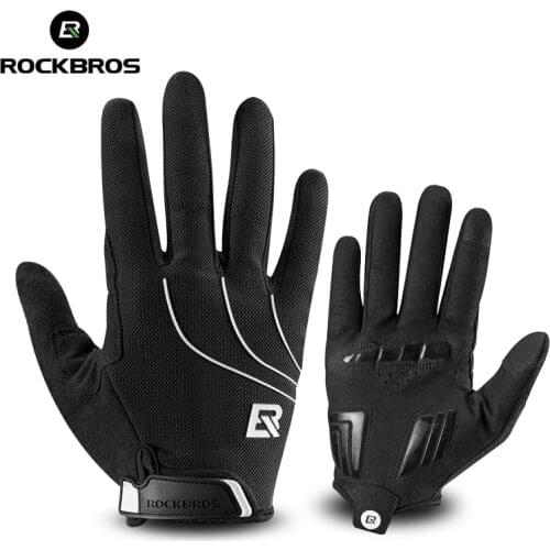 ROCKBROS Full Finger Windproof Cycling Gloves Riding Bicycle Gloves For Men Women Bike Gel pad Gloves Sport Shockproof Gloves