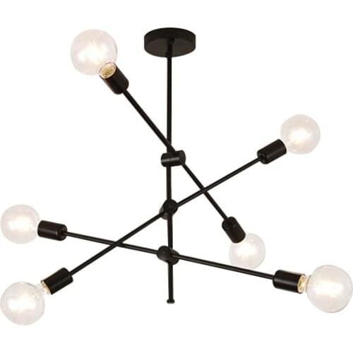 Rotating Black Sputnik Household Led Modern Metal Chandelier Northern Europe