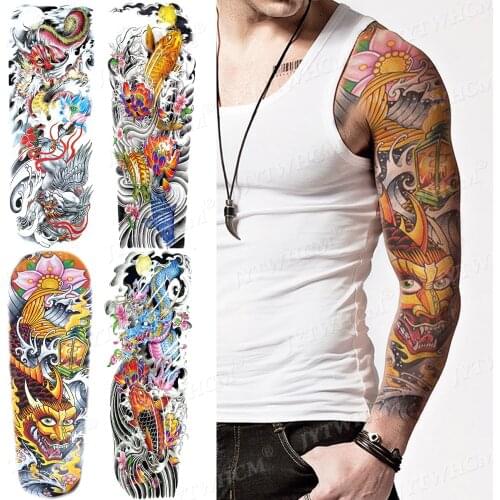Temporary Tattoo Sticker Forest Waterproof Fake Tattoo Male Wild Wolf Lion Body Art Full Arm Big Sleeve Flash Men Women Tattoos