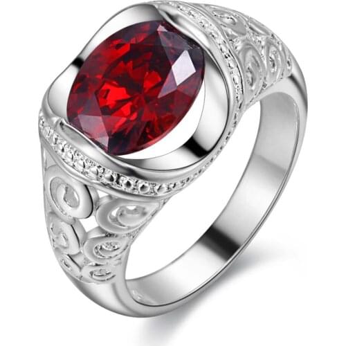High quality luxury hollow ring factory stock 1pc Distribution hot women jewelry wholesale red purple white zircon oval design