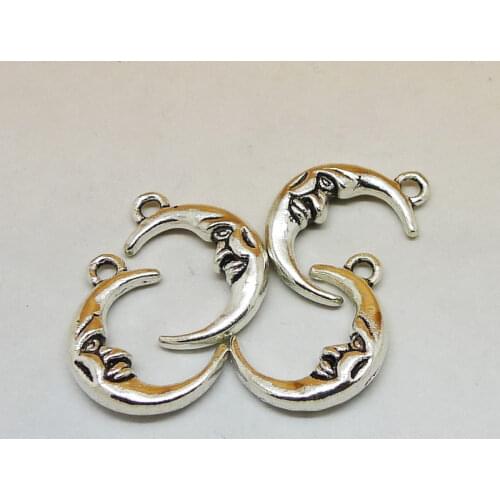 10Pcs 22x15mm New Moon Charms Antique Silver Color Tone Jewelry Findings DIY Metal Bracelet Handmade Making Supplies
