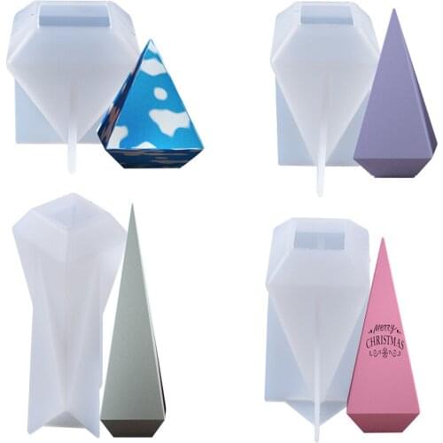 3D Epoxy resin Mold Square Cone Crystal Pendant Table Cone Candle Holders silicone Mold Craft Decoration Tool DIY At Home Making