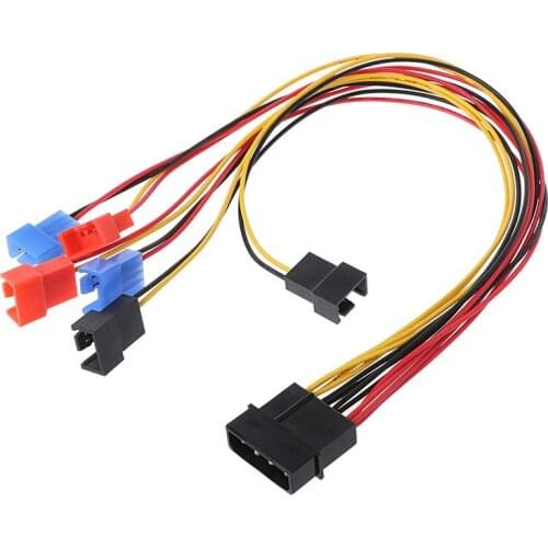 34cm 4-Pin IDE Molex To 6-Port Cooling Fan 2-Pin Splitter Power PC DIY Adapter Cable 12V 7V 5V High Quality C26