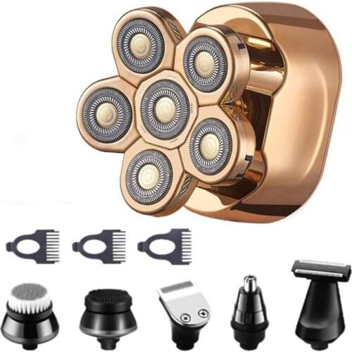 6in1 Shaver Hair Trimmer Beard Electric Razor Wet Dry Face Nose Body Shaving Machine LCD Display For Men