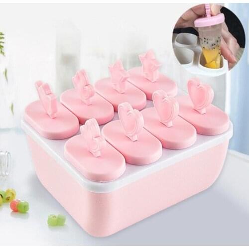 6 Cell Handle Moud Tray Pan Kitchen 3 Color Round / Square Frozen Ice Cube Mold Popsicle Maker DIY Ice Cream Tools Cooking Tools