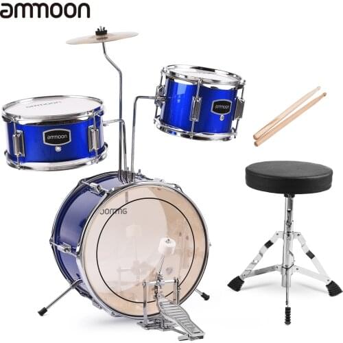 Ammoon 14 inch 3-PC Kids Drum Set with Adjustable Throne Cymbal Pedal Drumstick Musical Educational Instrument for Kids Beginner