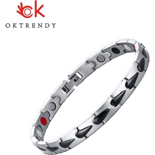 Oktrendy Magnetic Hematite Bracelet Mens Health Bracelets with Hook Buckle Clasp Therapy Bangles Man Health Care Jewelry