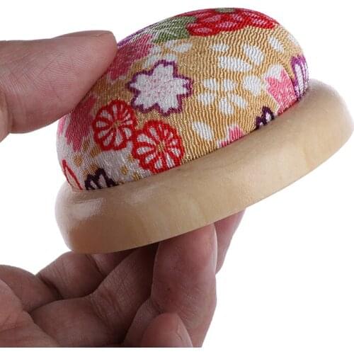 Wood base needle pin cushion pillow needles holder sewing craft stitch needlewor