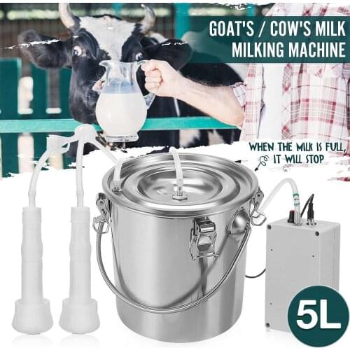 5L Electric Milking Machine Stainless Steel Milker For Farm Cows Goats Vacuum Pump Bucket 220/110V Pasture Cow Sheep Milker