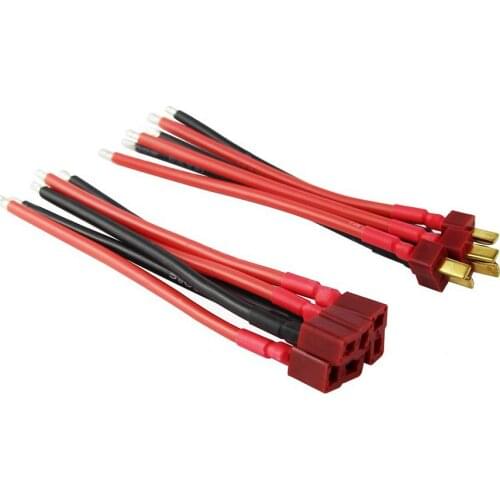 Deans Ultra Pigtail Cable T plug Connector Male & Female with 10cm 14awg Soft Silicone Wire for RC Lipo Battery