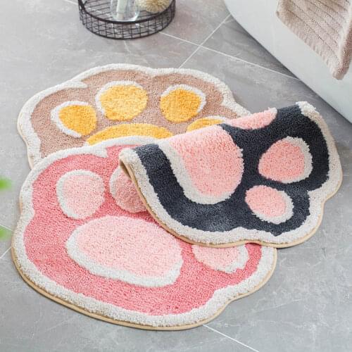 Cartoon Cat Paw Area Rug Tiger Absorbent Anti-slip Bathroom Floor Mat Non-slip Bedroom Carpet Home Bedroom Entrance Doormat