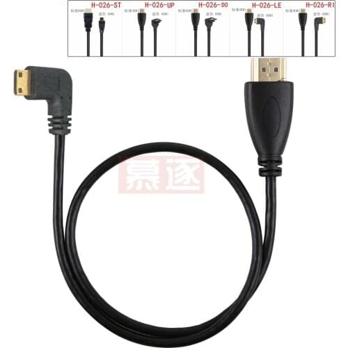 Left & Right&UP&Down Angle Mini HDMI-compatible To HDMI Male M/M Cable Connector 1.4 For DSLR Video Camera LCD Monitor 0.5M/50cm