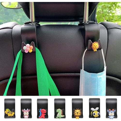 Cartoon Animal Hook Car Seat Headrest Storage Holder Cute Auto Interior Decoration Ornaments Hanging Hooks