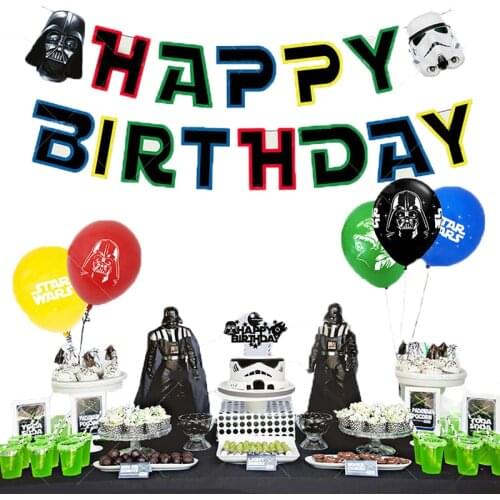 Disney Movie Star Wars Theme Birthday Party Decoration Set Flag Cake Card Balloon Cartoon Household Party Supplies