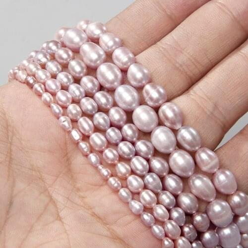 Natural Freshwater Purple Pink Pearl Beaded High Quality Oval Rice Shape Punch Loose Bead for Make Jewelry DIY Bracelet Necklace