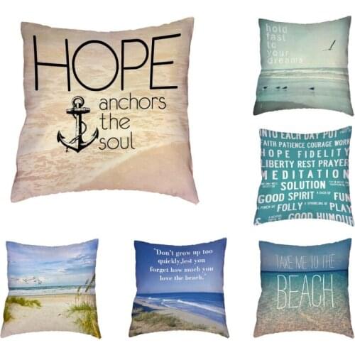 Unforgettable Landscape Cushion Cover Happy Place Hope Pillowcase Sandy Beach Gloam Home Office Couch Decoration Throw Pillows