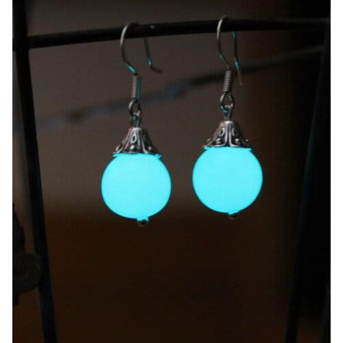 Night Pearl Earrings Glow in The Dark Luminous beads Pendant earring Lovers eardrop Clip Earrings WOMEN girl gift