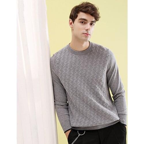 ZHILI 2018 New Autumn Winter Crew Neck Gray Pullover Cashmere Sweater