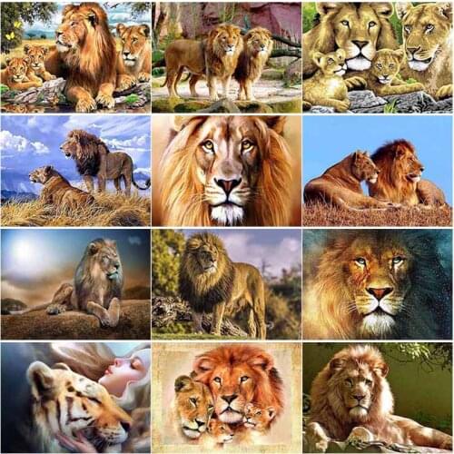 New DIY 5D Scenery Diamond Painting Lion Diamond Embroidery Animal Cross Stitch Full Square Round Drill Mosaic Home Decor Gift