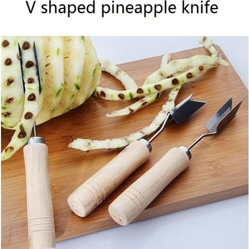 Classical Stainless Steel Pineapple Slicers Wood handle Easy Pineapple Knife Practical Kitchen UTensils