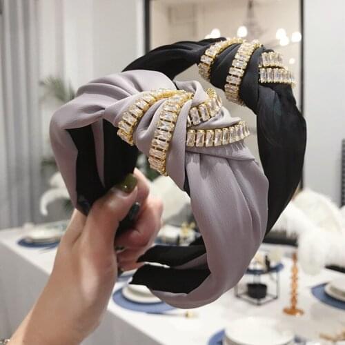2020 Rhinestone Jewel Knot Bezel Hair Bands For Women Hair Clips Turban Headband Hairband Girls Hair Accessories Hoop opaska
