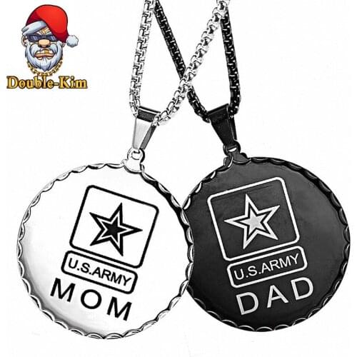 USA Army Logo Pendant Necklace Men Rock Street Titanium Stainless Steel Black Classic Chain Necklace Fashion Men Jewelry Gift