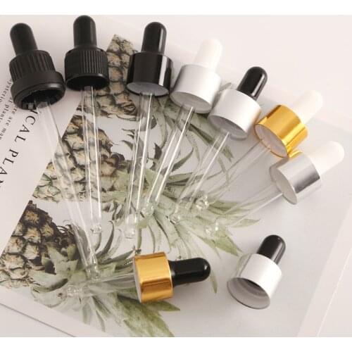 50x18mm Plastic Black/White Screw Press Dropper Cover Cap with glass pipette for 5/10/15/20/30/50/100ml essential oil bottle