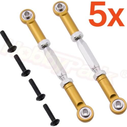 5 Pairs Adjustable Aluminum Rear Upper Steering Linkage For Himoto Tanto E10XB E10XBL Buggy RC CarUpgrade Parts 33206