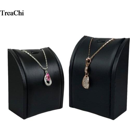 Luxury Black Soft PU Pendant Jewelry Diplay Stand Different Size Wooden Earring Pendant Organizer Storage Holder Stand Tower