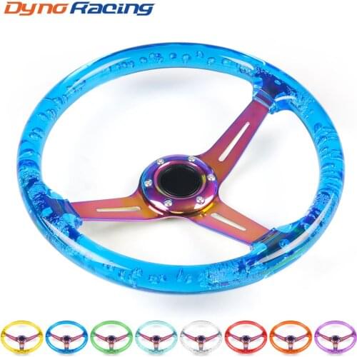 14inch 350MM Acrylic Steering Wheel & Horn Button 6 Holes Neo Chrome Steering Wheel Depth 71MM BX102089