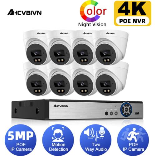8CH Ultra HD CCTV 5MP IP Camera System H.265+ 4K NVR Kit with 5MP Outdoor Home Two-way Audio Video Security Surveillance System