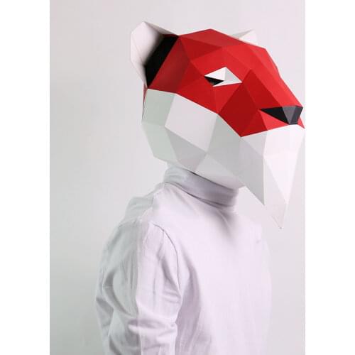 Pre-cut Tiger Lion Adult Head Mask Paper Model,3D Low-poly Papercraft,Party Cosplay Prop,Handmade DIY Origami Craft Toy RTY105
