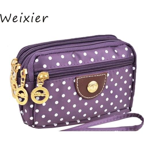 WEIXIER Womens Purse Ladies Day Clutches Dot Coin Purses Vintage Women Storage Bags Purse for Coins Women Wallet Pouch ZK-89