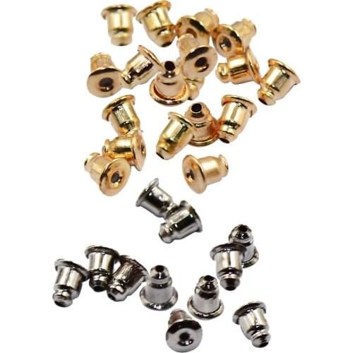 100pcs Stud Earring Backs Bullet Barrel Earnut Stopper Ear Nut Bell Parts
