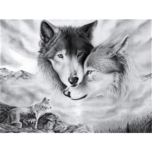 Animal Wolf DIY Cross Stitch Embroidery 11CT Kits Needlework Craft Set Cotton Thread Printed Canvas Home Decoration Wholesale