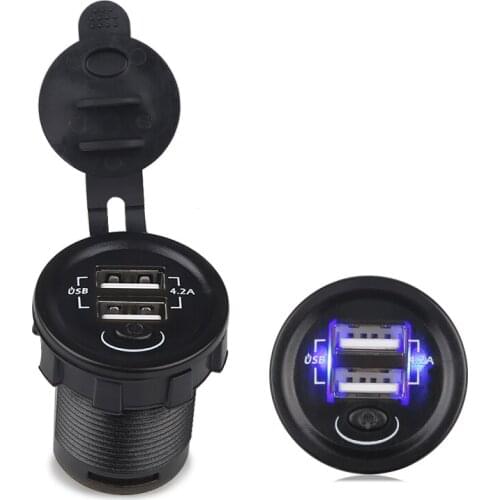 12-24V Car Boat Truck Motorbike 5V 2.1A+2.1A With Independent ON OFF Switch Dual USB Car Charger Charging For Smart phone GPS