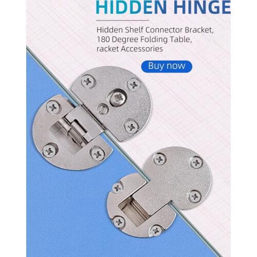 2PCS Furniture Cabinet 180 Degrees Folding table Hidden Hinge concealed Bookcase Connector bracket Accessories bracket
