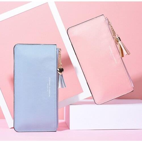 2021 Brand Long Wallet For Women PU Leather Clutch Tassel Design Money Coin Purses Female Credit Card Holder Ladies Phone Bags