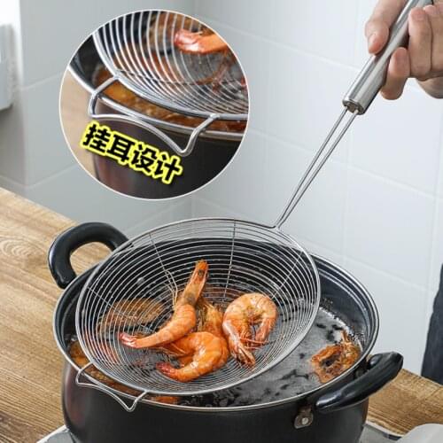 304 stainless steel strainer, sieve, household noodle strainer, kitchen oil separator magic tool fried net basket kitchen tools