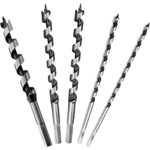 5PCS 230mm Hex Shank Extra Long Point Twist Auger Wood Drill Bits Set Woodworking Twist Drill Bit Tool Set 6 8 10 12 14mm