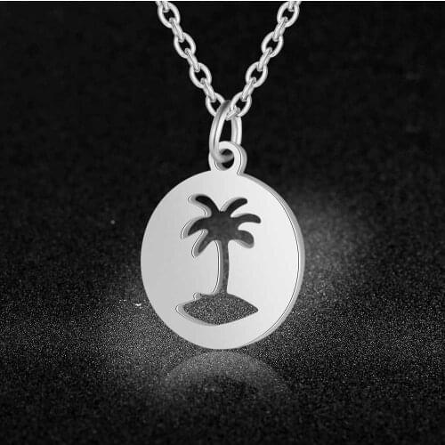 AAAAA Quality 100% Stainless Steel Holiday Palm Charm Necklace for Women Fashion Charm Necklaces Special Gift Wholesale