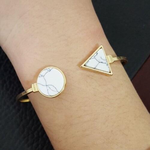 Costume jewellery accessories quality geometry triangle round synthetic stone bangle