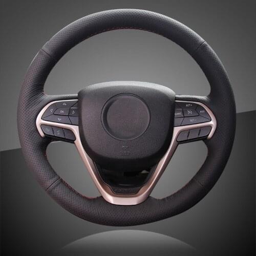 Car Braid On The Steering Wheel Cover for Jeep Grand Cherokee 2014-2016 Hand Stitching Auto Leather Covers Interior Accessories