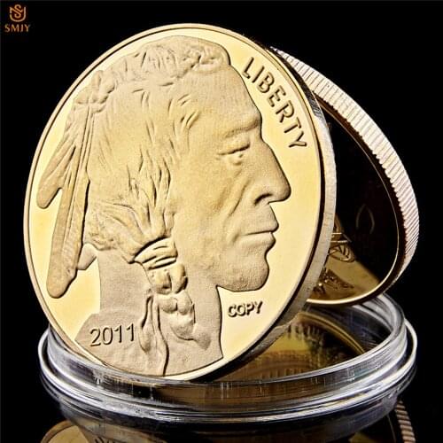 Native Americans and USA Liberty Buffalo Yak In God We Trust Gold Challenge Collectible Coin
