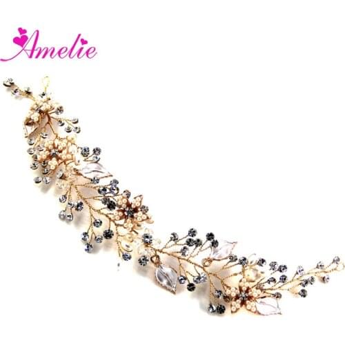 Free Shipping Beaded Gold Blossom Wedding Bridal Party Hair Jewellery Hair Vines Prom Dress Accessories Dancing Jewellery