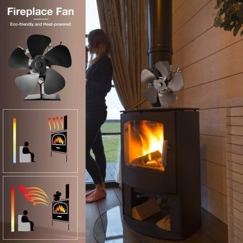 Silent 5 Blades Fireplace Stove Fan Thermal Power Fan Wood Stove Fan Efficient Heat Distribution Home Heat Power Stove Fan