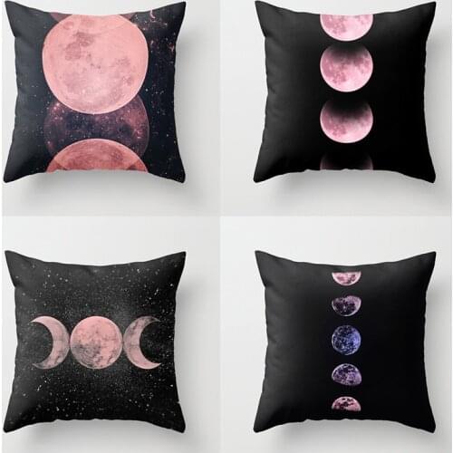 Pink Moon and Sun Throw Pillow Case Valentine Lover Decor Cushion Covers for Home Sofa Chair Decorative Pillowcases