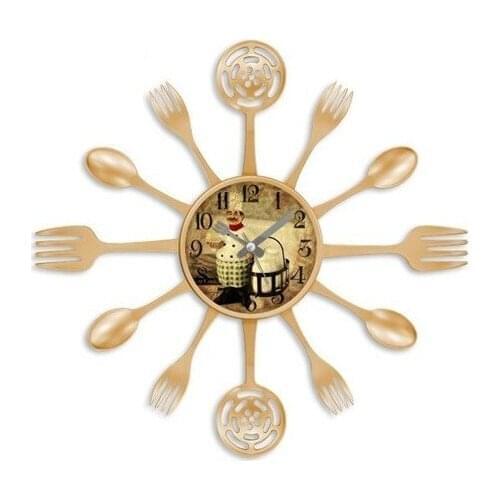 Clocktime Cadran By 40 X40 Fork Spoon Kitchen clock Ct118 Wall clock relogio de parede настенные часы horloge murale