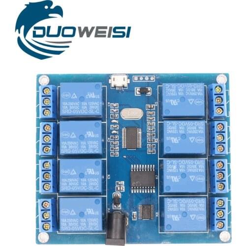 DC 5V 10A 8 Channel Micro USB Relay Indicator Board Module PC Upper Computer ICSE014A Software Control