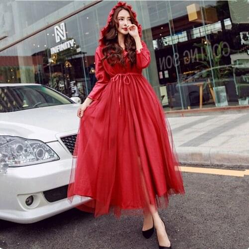 Freeship red hood long dress/cosplay/cartoon costume/dress